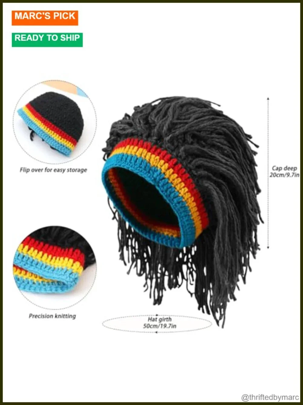 Knit Dreadlock Hat Beanie Hip Hop Cap Funny Headgear